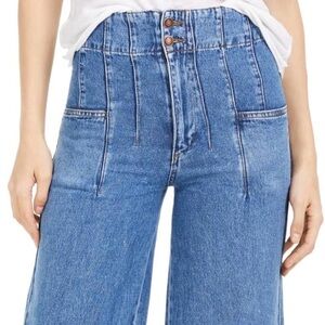 We The Free Jayde Flare Jeans Womens Sz 32 Super High Rise Yoking Stretch Retro